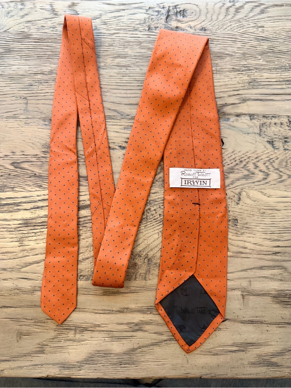 Robert Talbott Orange Tie with Navy Microdots